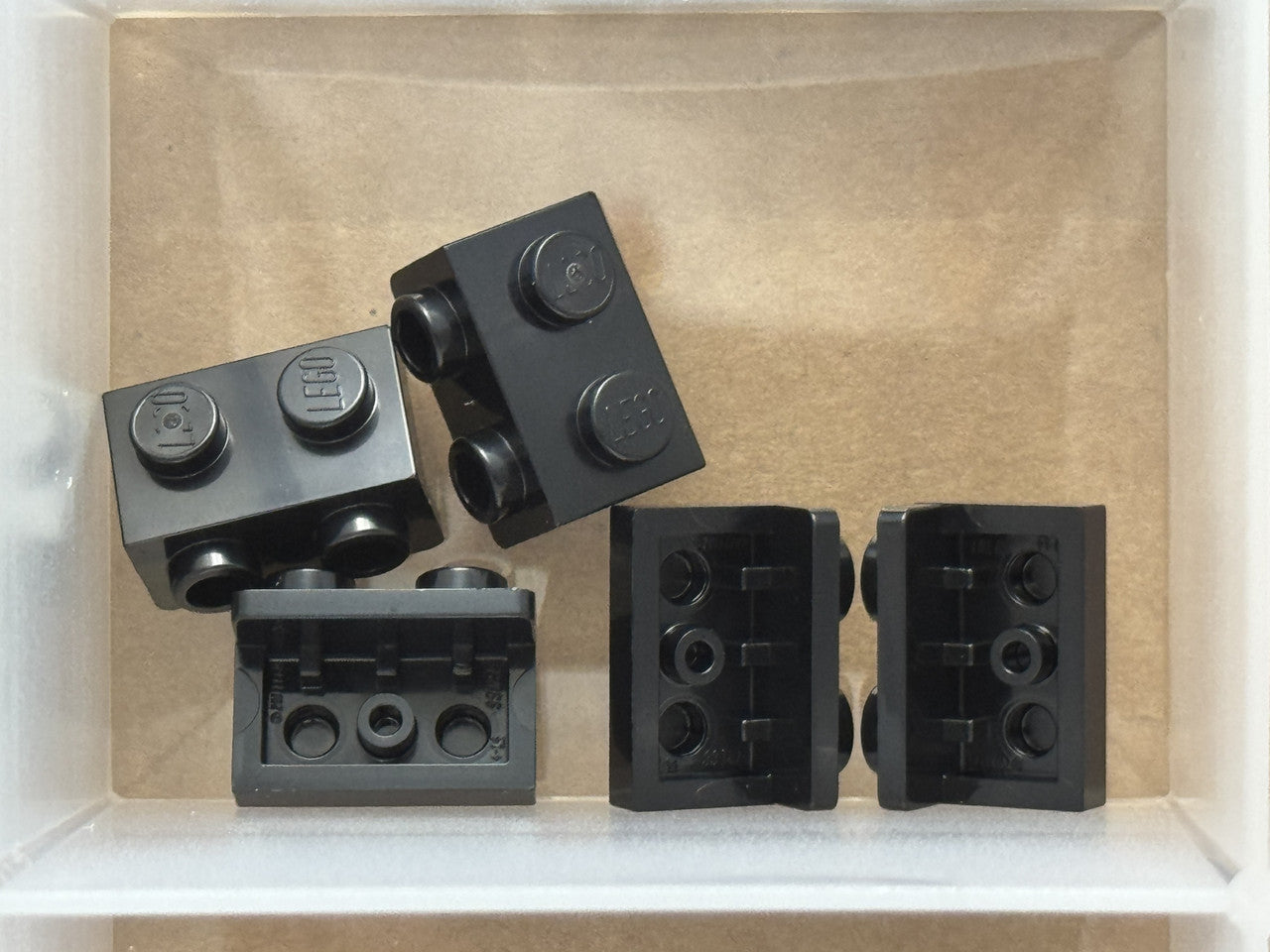 LEGO Parts - Black Bracket 1 x 2 - 1 x 2 - No 99781 - QTY 5