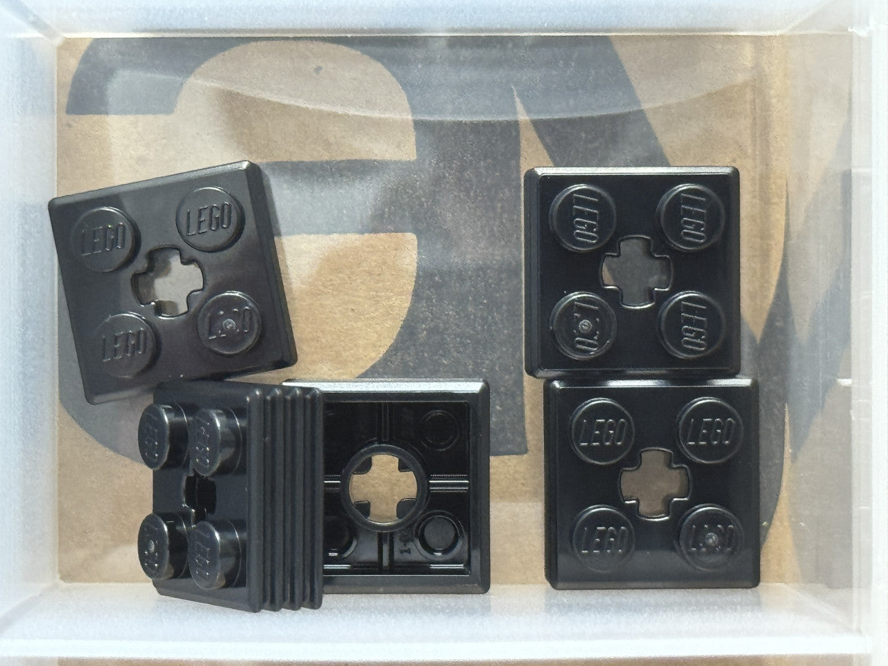 LEGO Parts - Black Brick 2 x 2 x 2/3 Ribbed with Axle Hole - No 71752 - QTY 5