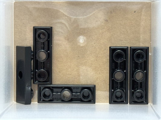 LEGO Parts - Black Tile, Modified 1 x 3 Inverted with Hole - No 35459 - QTY 5