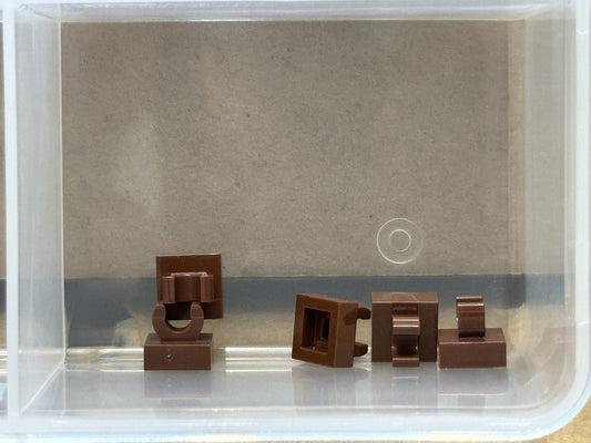 LEGO Parts - Reddish Brown Tile 1 x 1 with Open O Clip - No 15712 - QTY 5