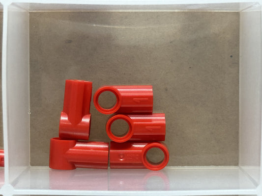 LEGO Parts - Red Technic, Axle and Pin Connector Angled #1 - No 32013 - QTY 5
