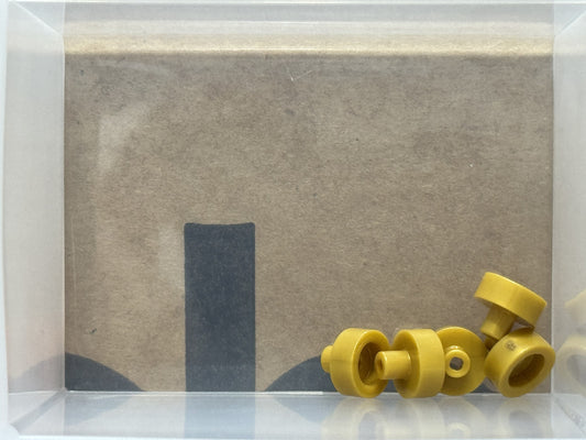 LEGO Parts - Pearl Gold Tile, Round 1 x 1 Bar Small Pin Hole - No 20482 - QTY 5