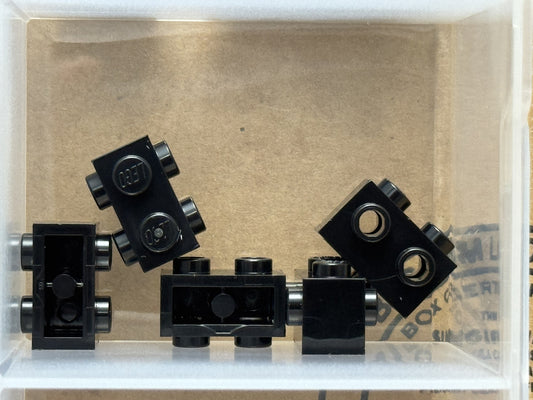 LEGO Parts - Black Brick 1 x 2 with Studs on 2 Sides - No 52107 - QTY 5