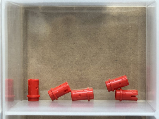 LEGO Parts - Red Technic, Pin 1/2 with Friction Ridges - No 89678 - QTY 5