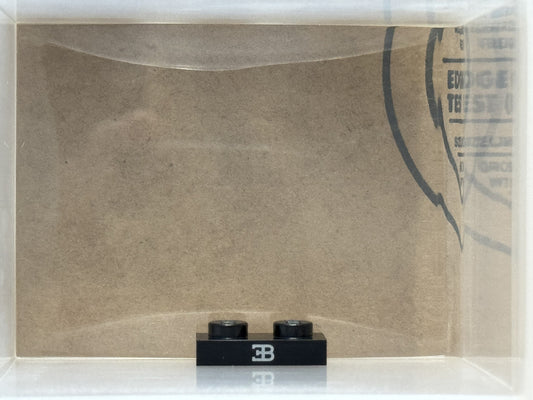 LEGO Parts - Black Plate 1 x 2 Silver Bugatti Logo Pattern - No 3023pb13 - QTY 1