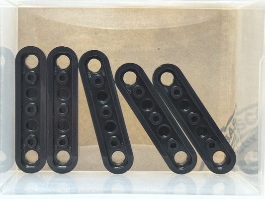 LEGO Parts - Black Plate, Round 1 x 4 with 2 Open Studs - No 77845 - QTY 5