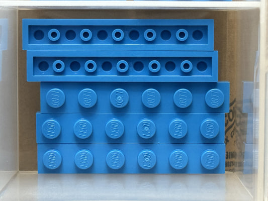 LEGO Parts - Dark Azure Plate 1 x 6 - No 3666 - QTY 5