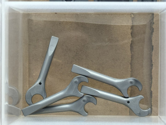 LEGO Parts - Flat Silver Minifigure Tool Spanner Wrench - No 4006 - QTY 5