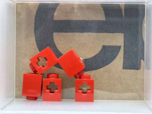 LEGO Parts - Red Technic, Brick 1 x 1 with Axle Hole - No 73230 - QTY 5