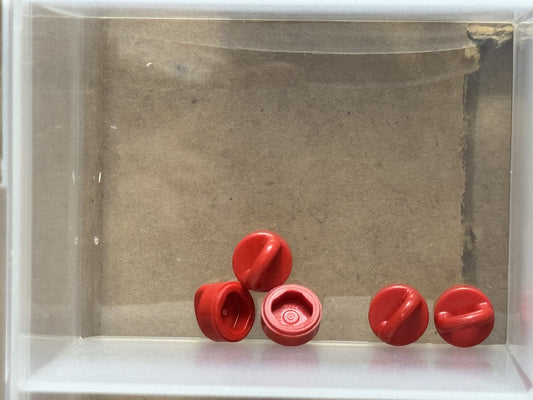 LEGO Parts - Red Tile, Round 1 x 1 with Loop - No 77813 - QTY 5