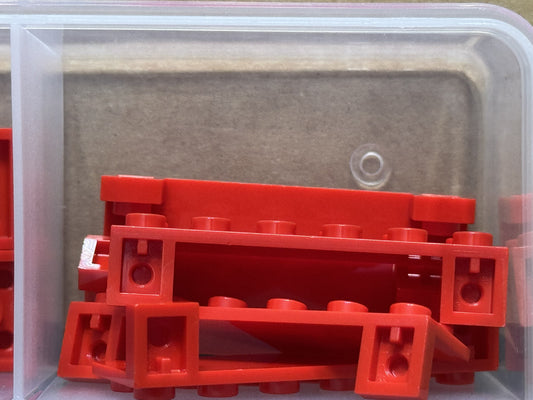 LEGO Parts - Red Bracket 1 x 6 - 2 x 6 Inverted 1 x 4 Cutout - No 5090 - QTY 5