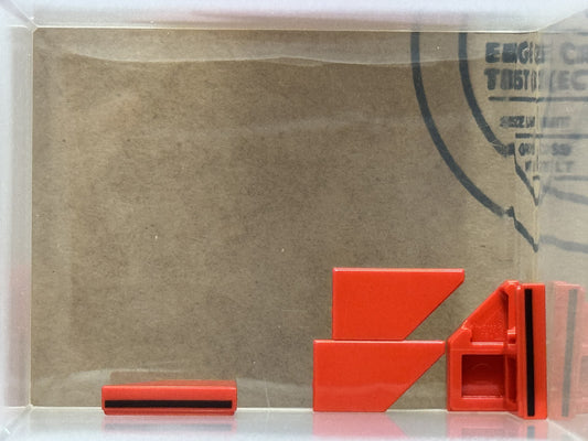 LEGO Parts - Red Tile 1 x 2 Wedge Right with Black Line - No 5092pb024 - QTY 5