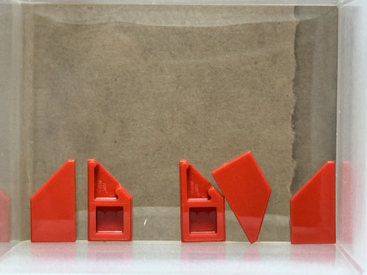 LEGO Parts - Red Tile, Modified 1 x 2 Wedge Left - No 5091 - QTY 5