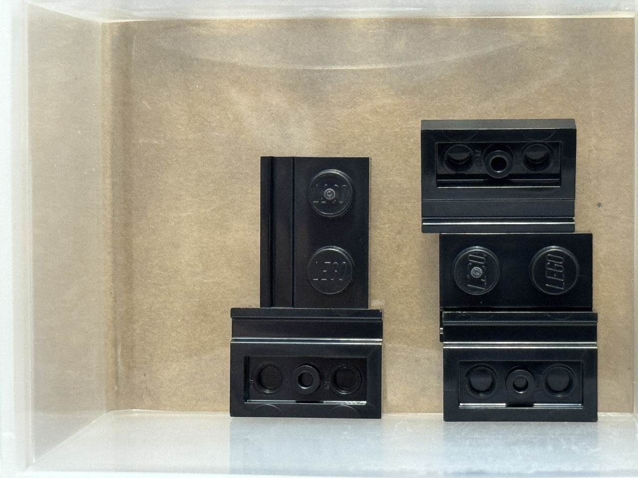 LEGO Parts - Black Plate, Modified 1 x 2 with Door Rail - No 32028 - QTY 5