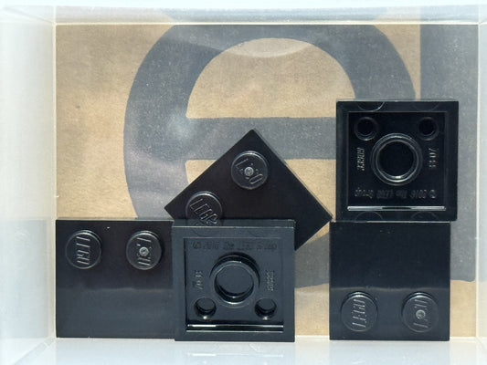 LEGO Parts - Black Tile, Modified 2 x 2 with Studs on Edge - No 33909 - QTY 5