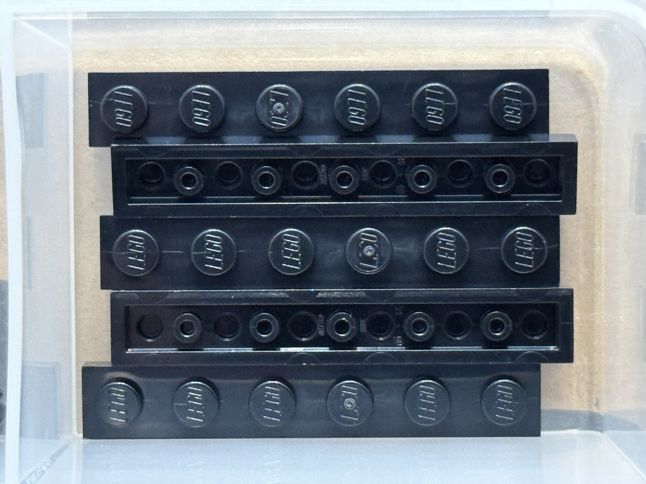 LEGO Parts - Black Plate 1 x 6 - No 3666 - QTY 5