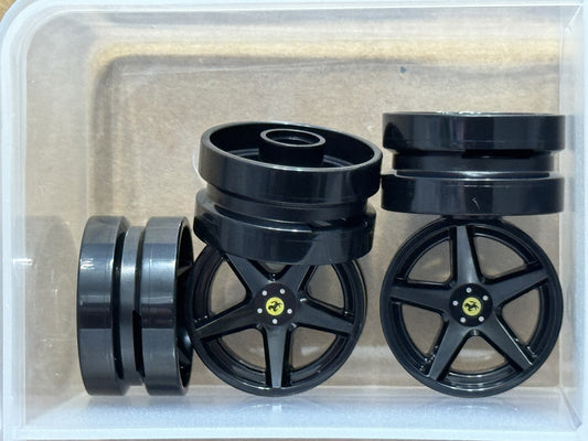 LEGO Parts - Black Wheel 21mm D. x 11mm Ferrari Logo - No 7834pb01 - QTY 5