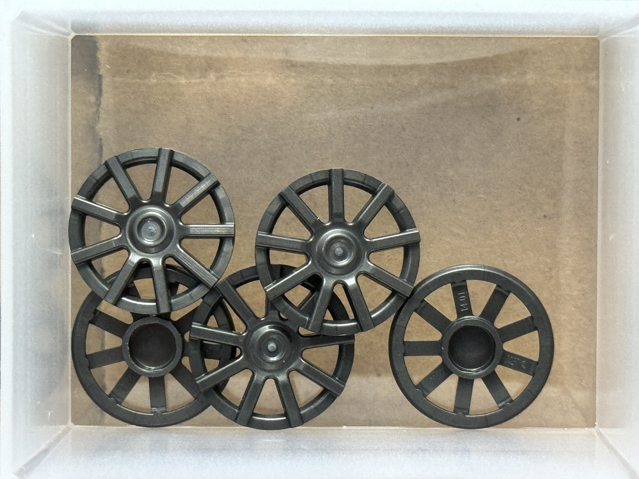 LEGO Parts - Pearl Dark Gray Wheel Cover 9 Spoke - No 72210b - QTY 5