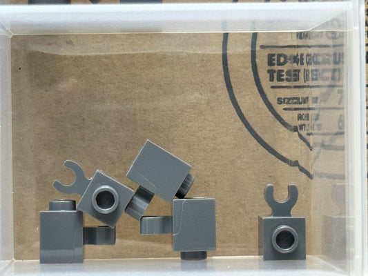 LEGO Parts - Dark Bluish Gray Brick 1 x 1 with Open O Clip - No 60475b - QTY 5