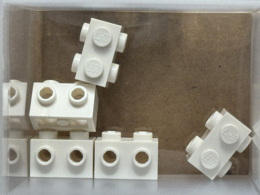 LEGO Parts - White Brick 1 x 2 with Studs on 2 Sides - No 52107 - QTY 5