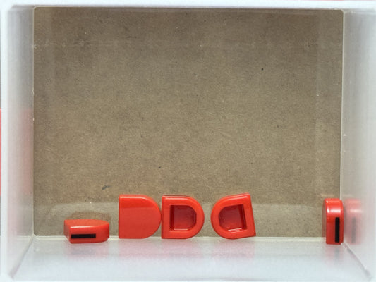 LEGO Parts - Red Tile, Round 1 x 1 Half Black Line Left - No 24246pb063L - QTY 5