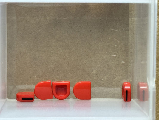 LEGO Parts - Red Tile Round 1 x 1 Half Black Line Right - No 24246pb063R - QTY 5