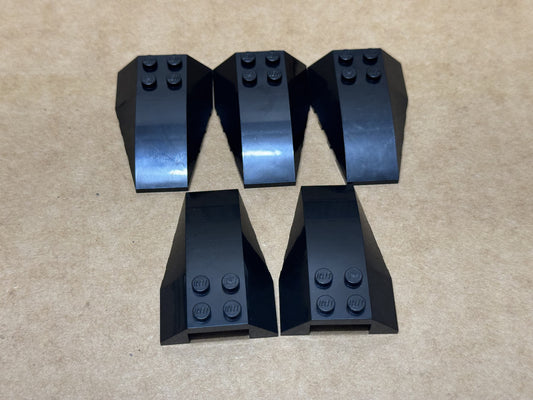 LEGO Parts - Black Wedge 6 x 4 Triple Curved - No 43712 - QTY 5