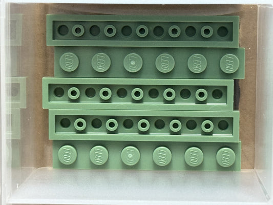 LEGO Parts - Sand Green Plate 1 x 6 - No 3666 - QTY 5