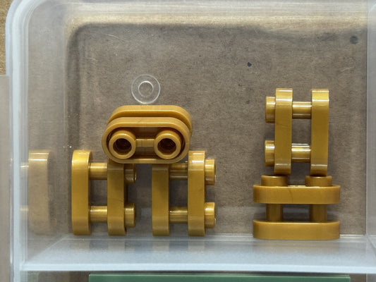 LEGO Parts - Pearl Gold Brick, Round 1 x 2 Open Center Bars - No 77808 - QTY 5