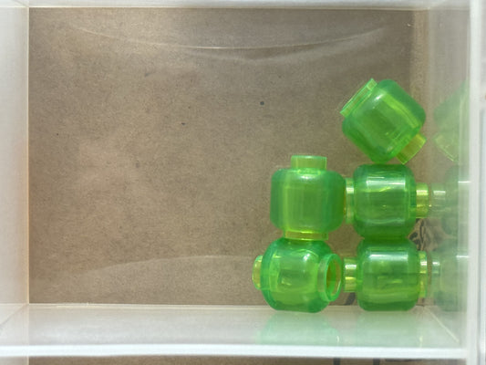 LEGO Parts - Trans-Bright Green Minifigure, Head (Plain) - No 3626 - QTY 5