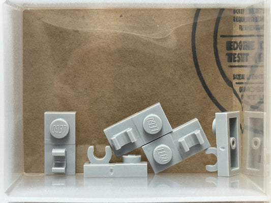 LEGO Parts - Light Bluish Gray Plate 1 x 2 Open O Clip Top - No 44861 - QTY 5