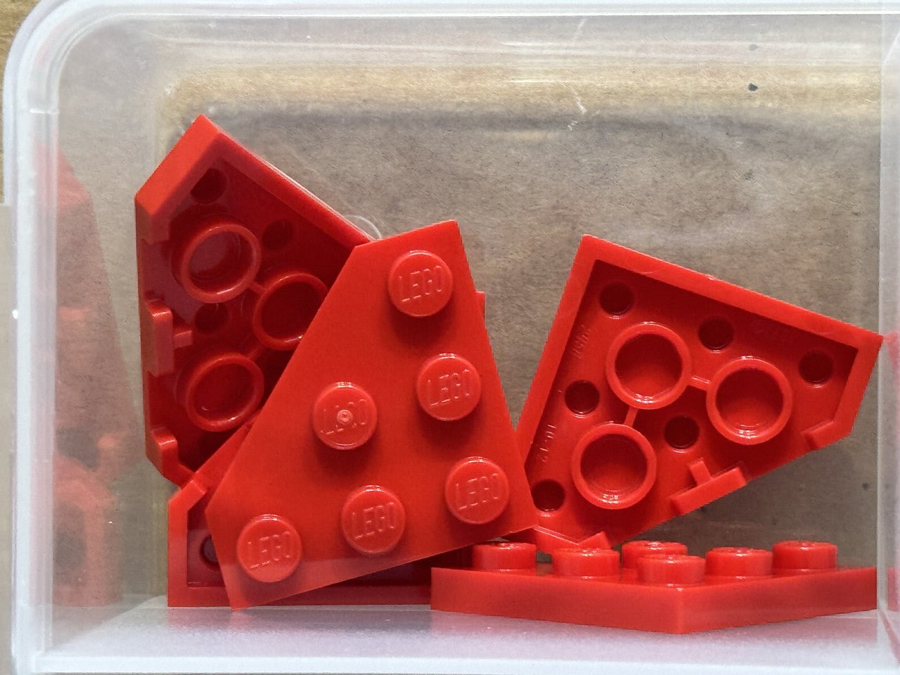 LEGO Parts - Red Wedge, Plate 3 x 3 Cut Corner - No 2450 - QTY 5