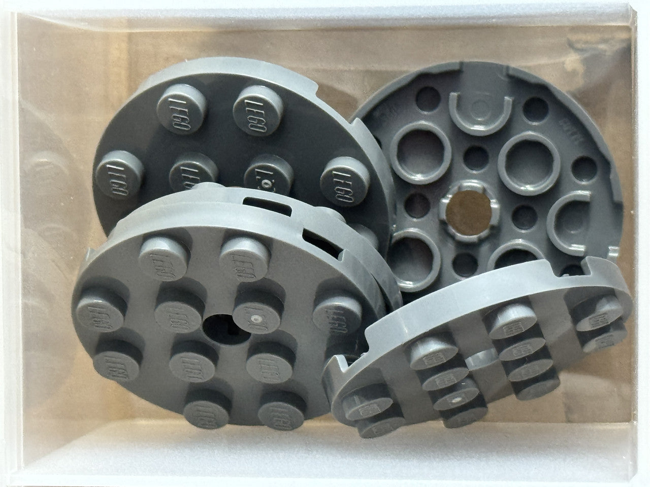 LEGO Parts - Dark Bluish Gray Plate, Round 4 x 4 with Hole - No 60474 - QTY 5