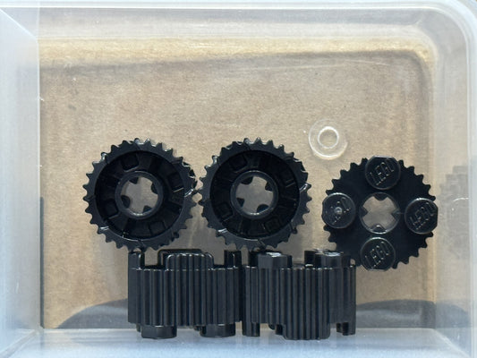 LEGO Parts - Black Brick, Round 2 x 2 with Axle Hole Grille - No 92947 - QTY 5