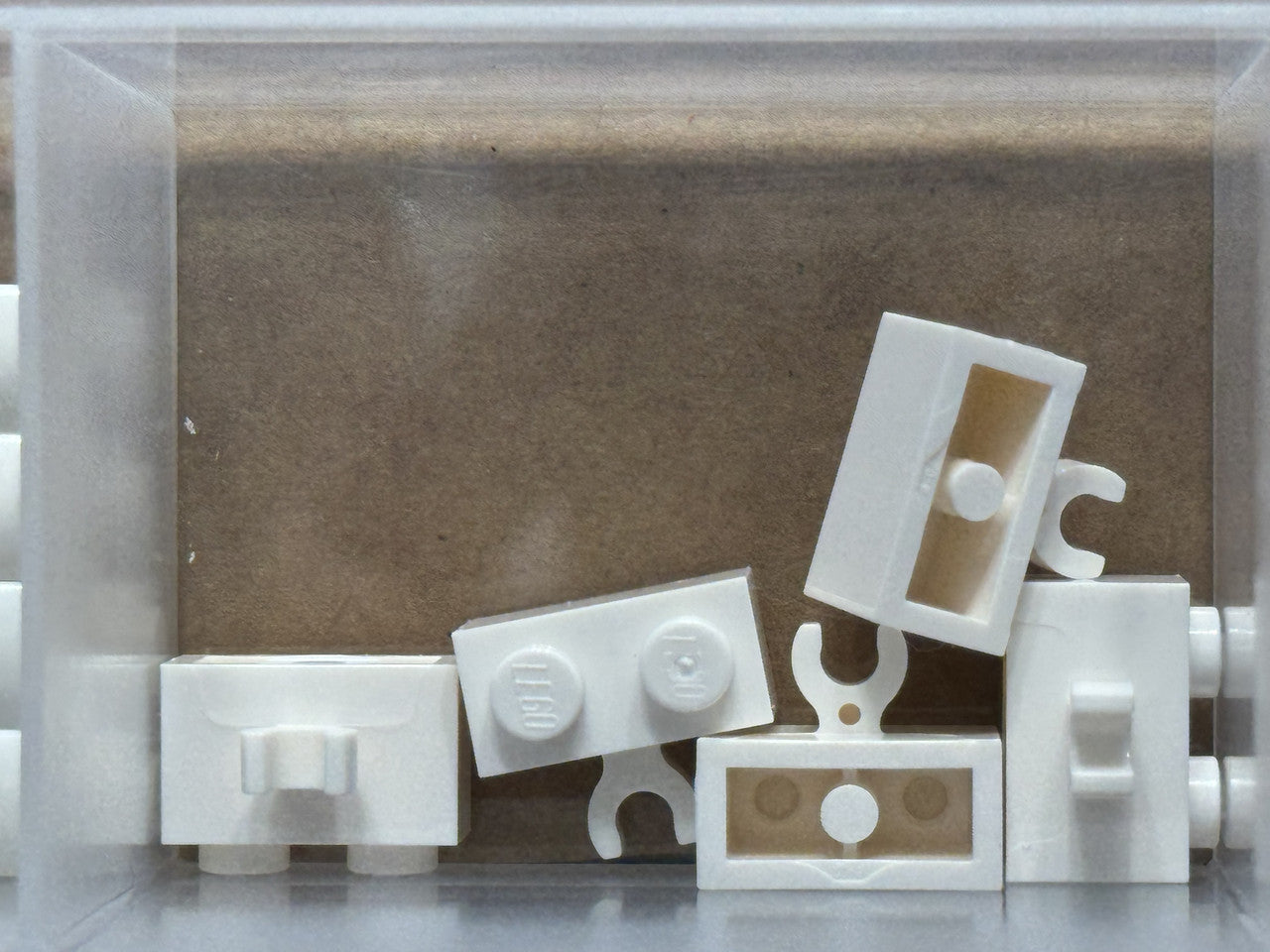 LEGO Parts - White Brick 1 x 2 with Open O Clip Thick - No 30237b - QTY 5