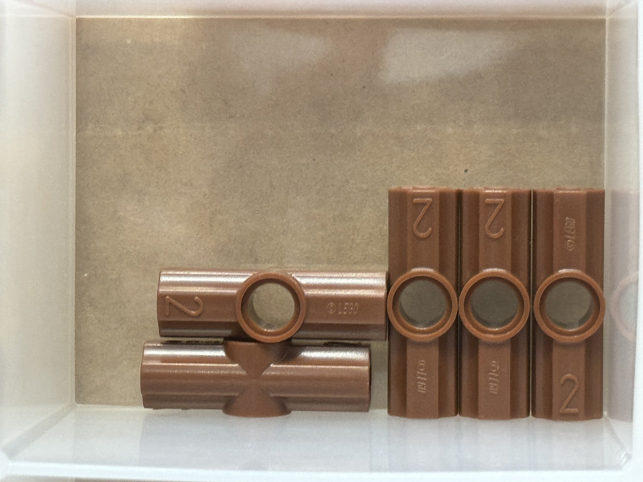 LEGO Parts - Reddish Brown Technic, Axle Pin Angled #2 - No 32034 - QTY 5