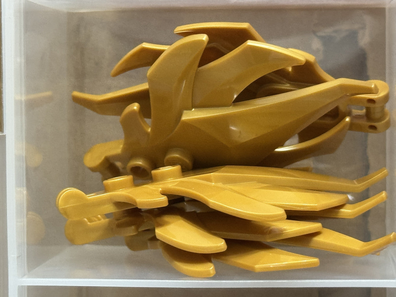 LEGO Parts - Pearl Gold Plant Leaves Angular Bar Handle End - No 7727 - QTY 5