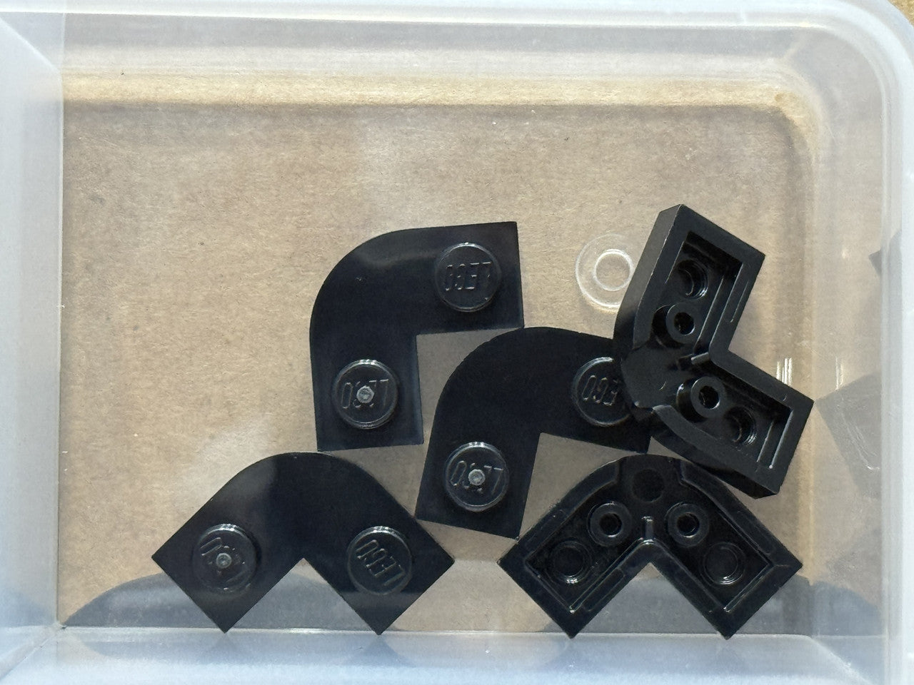 LEGO Parts - Black Plate, Round Corner 2 x 2 1 x 1 Cutout - No 79491 - QTY 5