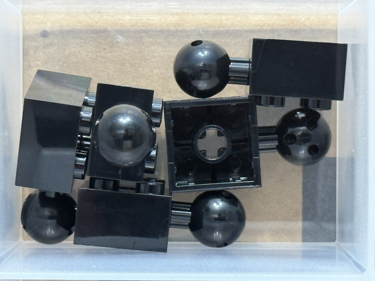 LEGO Parts - Black Technic, Brick 2 x 2 Ball Joint Axle Hole - No 57909b - QTY 5