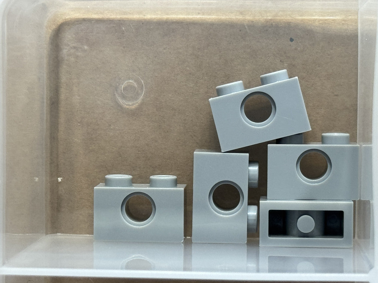 LEGO Parts - Light Bluish Gray Technic, Brick 1 x 2 with Hole - No 3700 - QTY 5