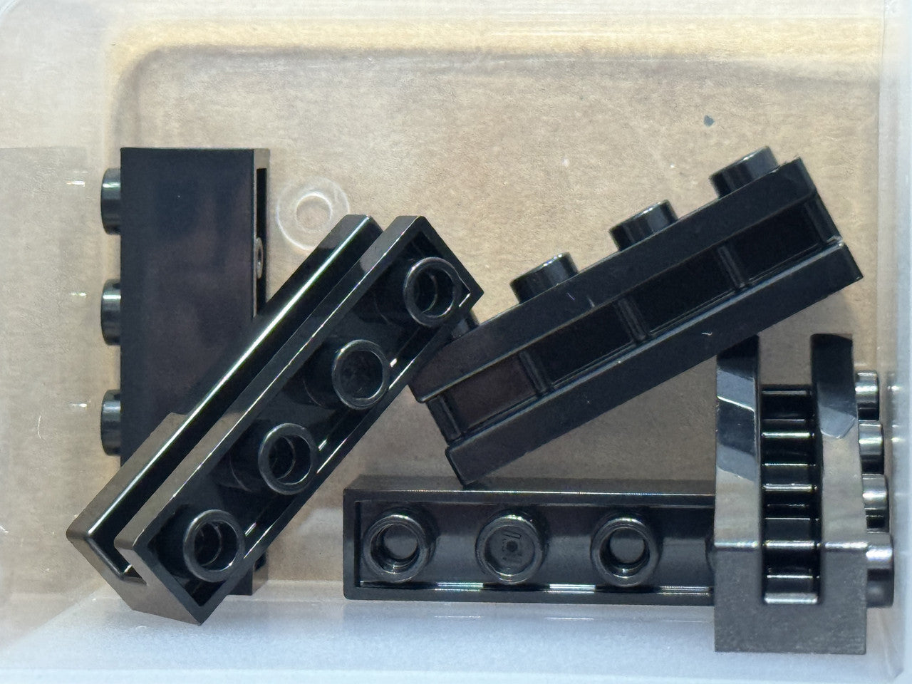 LEGO Parts - Black Brick, Modified 1 x 4 with Channel - No 2653 - QTY 5
