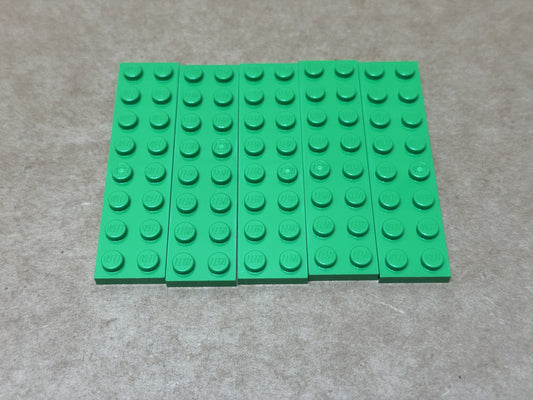 LEGO Parts - Bright Green Plate 2 x 8 - No 3034 - QTY 5
