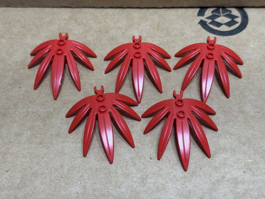 LEGO Parts - Red Plant Leaves 6 x 5 Swordleaf - No 10884 - QTY 5