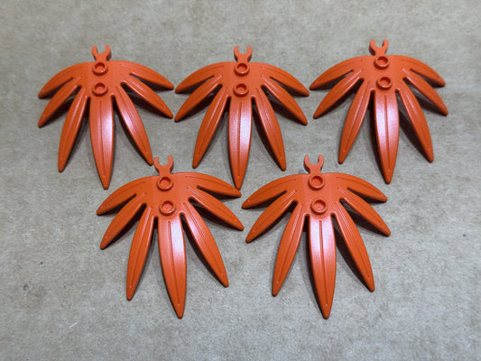 LEGO Parts - Reddish Orange Plant Leaves 6 x 5 Swordleaf - No 10884 - QTY 5