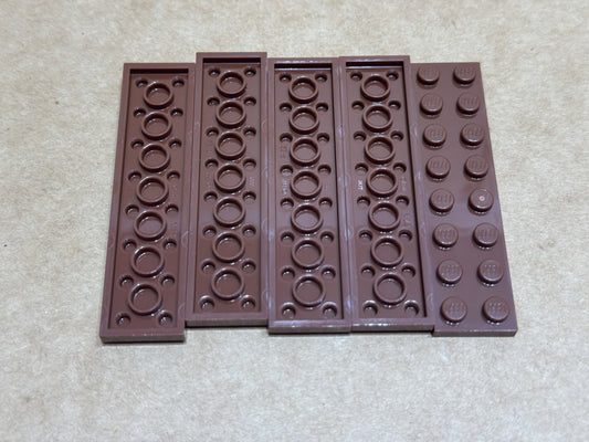 LEGO Parts - Reddish Brown Plate 2 x 8 - No 3034 - QTY 5