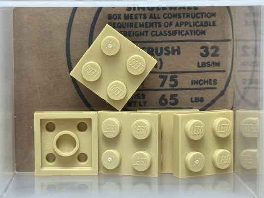 LEGO Parts - Tan Plate 2 x 2 - No 3022 - QTY 5