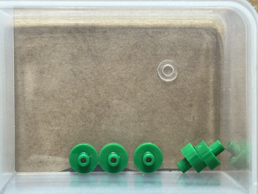 LEGO Parts - Green Tile, Round 1 x 1 Bar Small Pin Hole - No 20482 - QTY 5