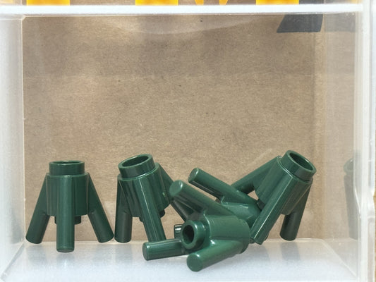 LEGO Parts - Dark Green Brick, Round 1 x 1 3 Diagonal Bars - No 6331 - QTY 5