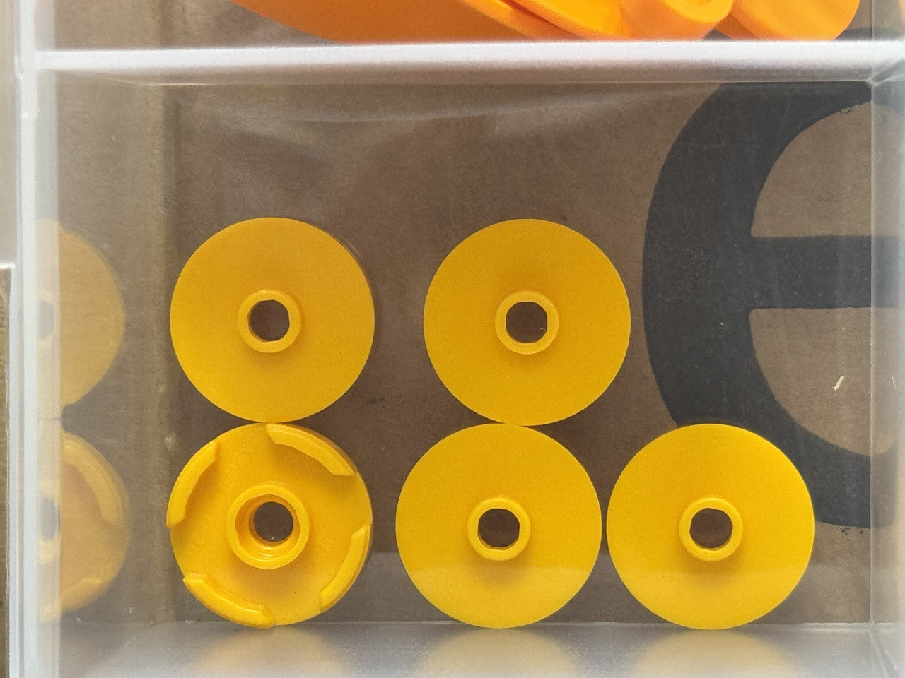 LEGO Parts - Bright Light Orange Tile, Round 2 x 2 Open Stud - No 18674 - QTY 5