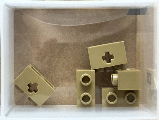 LEGO Parts - Dark Tan Technic, Brick 1 x 2 with Axle Hole - No 32064 - QTY 5